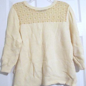 NY Collection Yellow Knit 3/4 Sleeve Sweater Sz XL